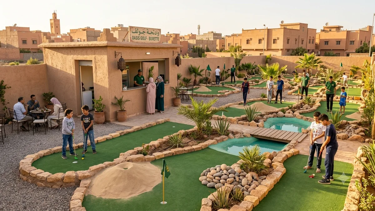 Simulation conceptuelle Oasis Golf inspirée du désert marocain